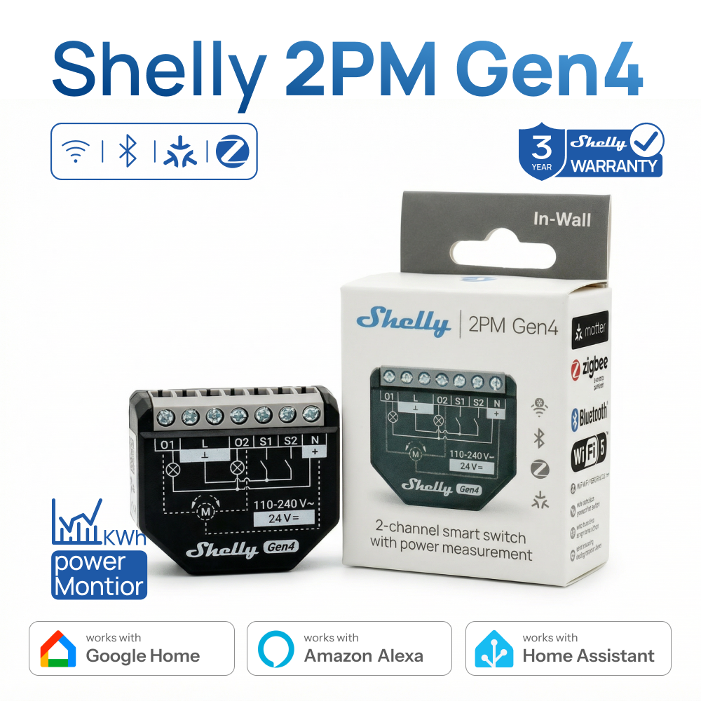 Shelly Relay Module - Shelly 2PM Gen4 Zigbee 2 Channel