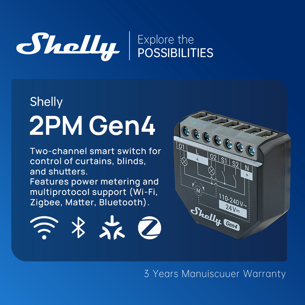 Shelly 2PM Gen4 Zigbee 2 Chann - Shelly Relay Module avis et prix