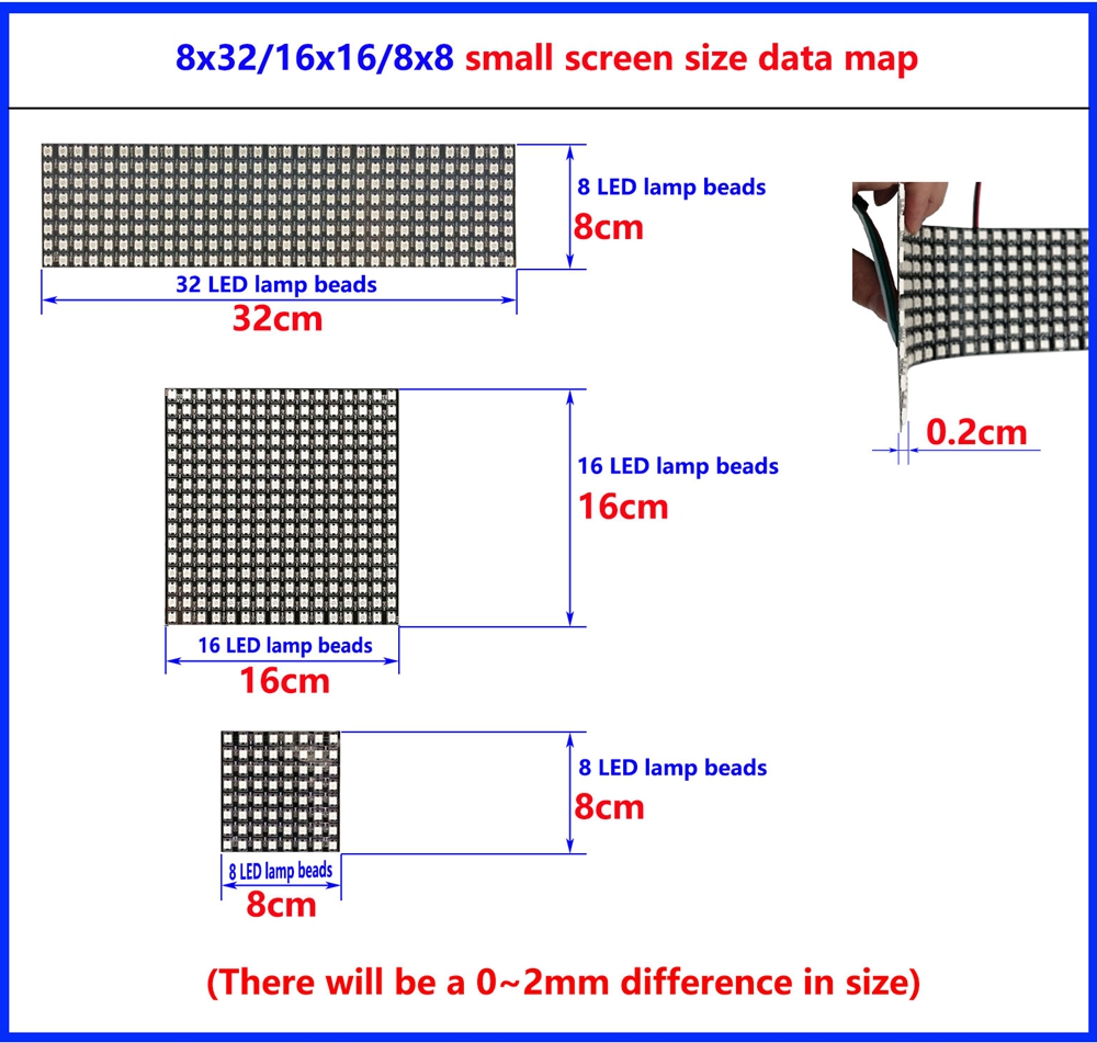 DC5V WS2812B 8*8 16*16 8*32 Fl - Rgb Led Matrix 8X8 avis et prix