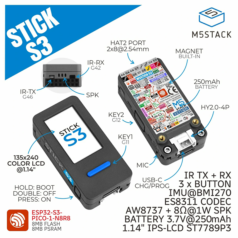 M5Stack M5StickS3 ESP32-S3 IoT - Smart Home Automation Diy avis et prix