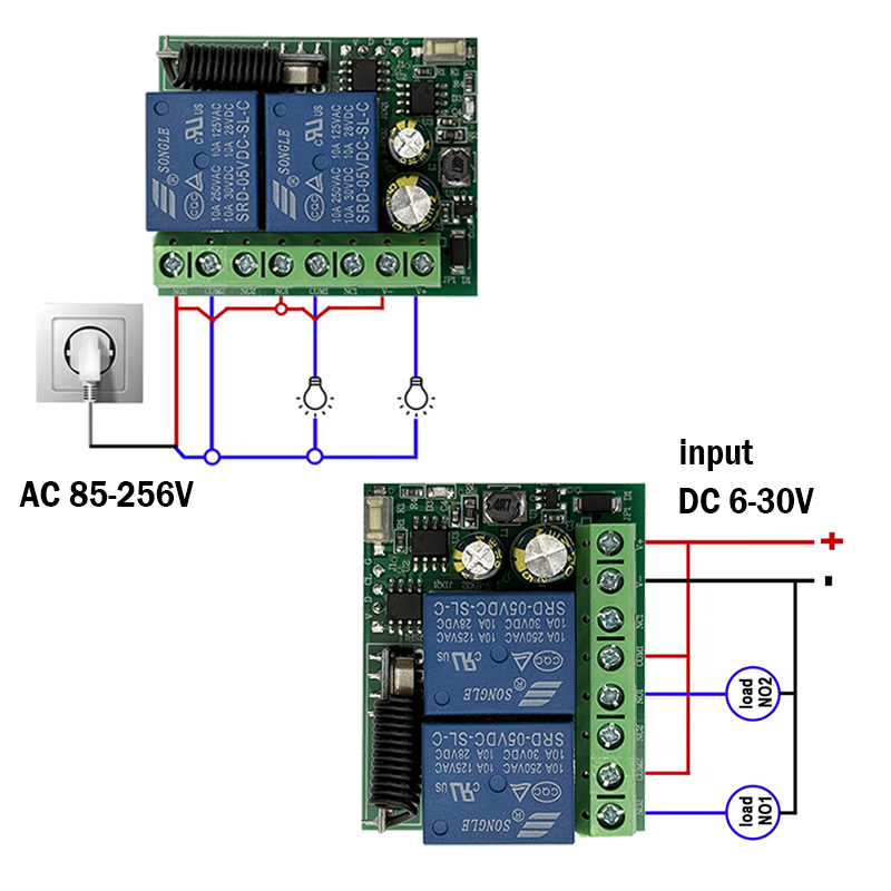 DC 9V 12V 24V AC 85-250V 2CH R - 433Mhz Receiver Module avis et prix