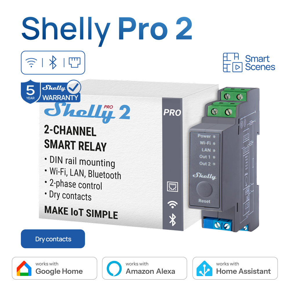 Shelly Pro 2 WiFi 2Channel Sma - Shelly Relay Module avis et prix