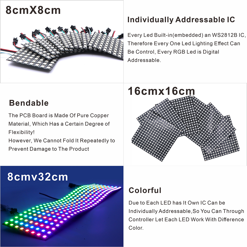 WS2812B SMD5050 RGB Panel LED  - Rgb Led Matrix 8X8 avis et prix