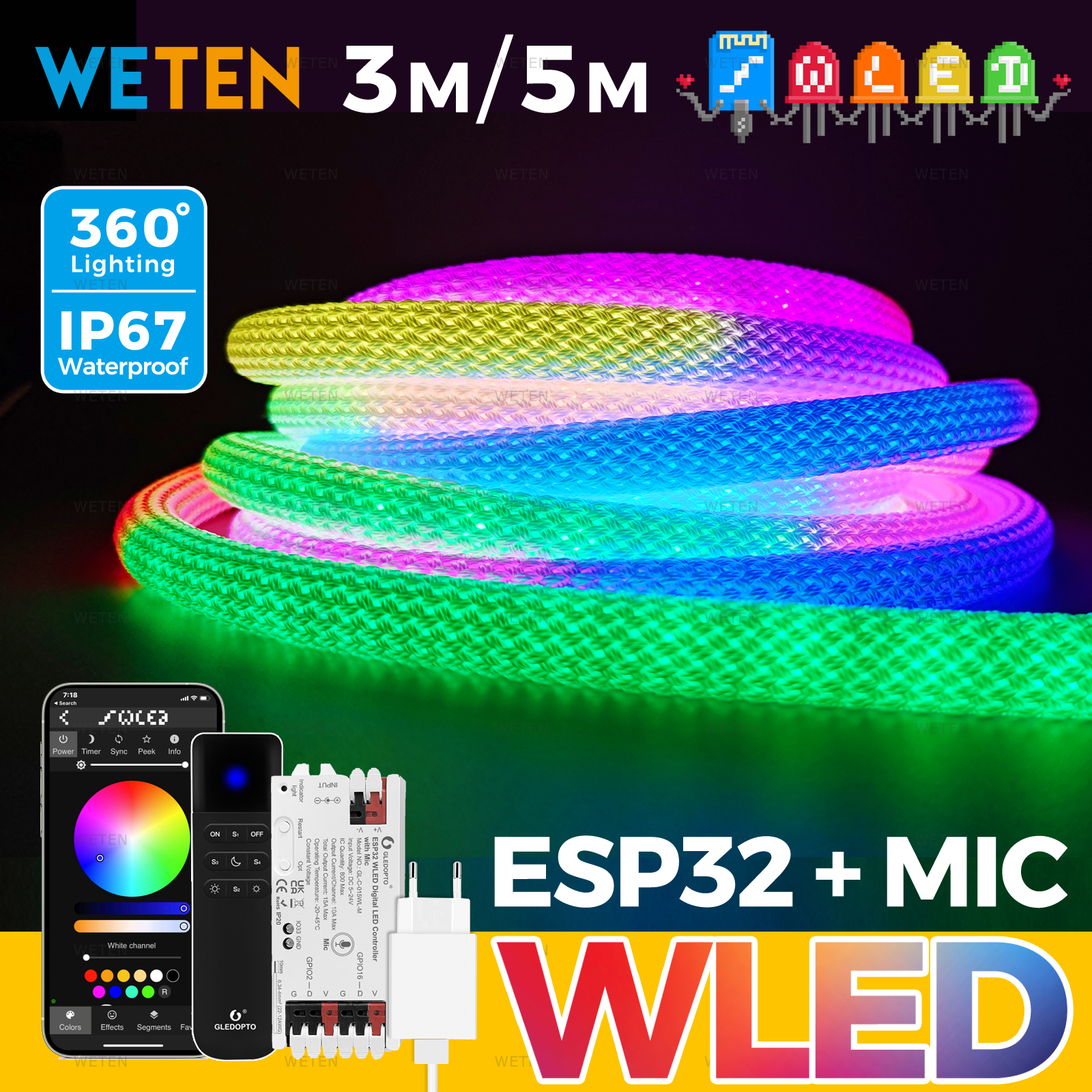 WLED Smart Wifi 360 Round Tube - Smart Home Automation Diy avis et prix