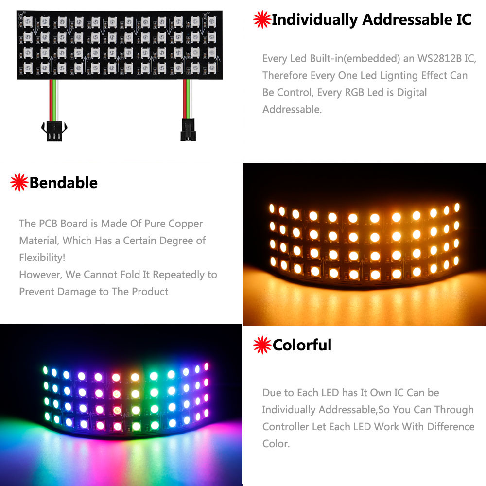 DC5V WS2812B RGB LED Panel Scr - Rgb Led Matrix 8X8 avis et prix
