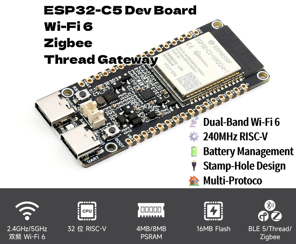 ESP32-C5 Dual-Band Wi-Fi 6 & B - Matter Hub Thread avis et prix